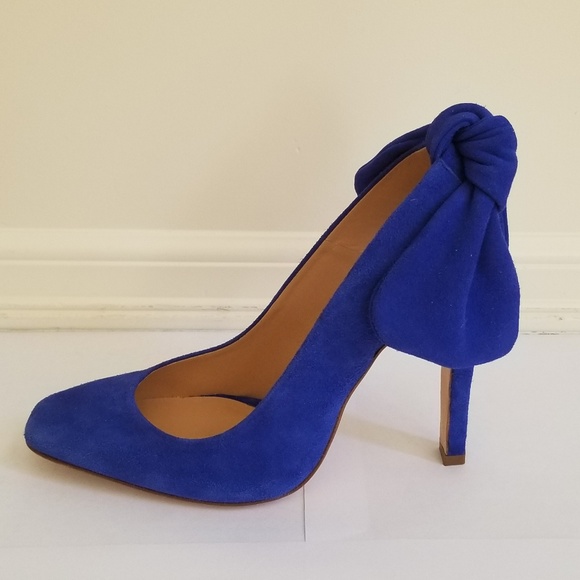 Carven Blue Suede Razor Block Heels Pumps Sandals size 37 - Picture 10 of 10